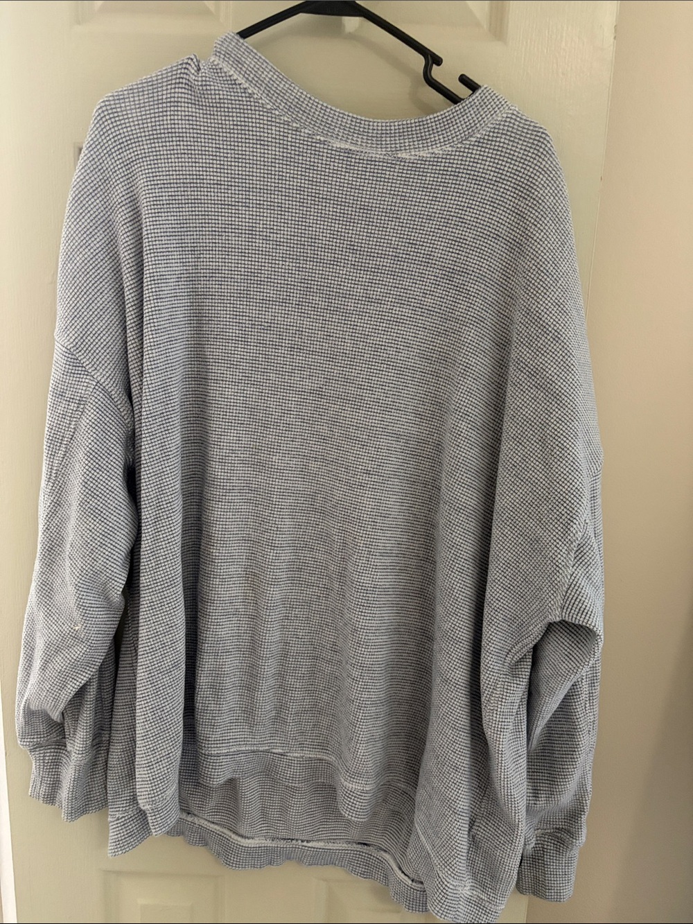 aerie Light Blue Waffle-Knit Scoop Neck Sweater